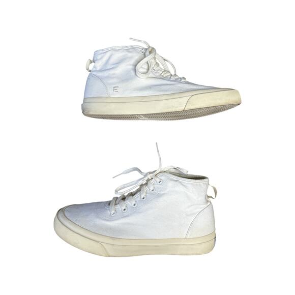 Everlane White Canvas Forever High Tops Lace Up Sneakers Size Women’s 8 Men's 6 - Picture 2 of 8
